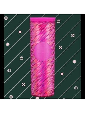STARBUCKS New Pink Sangria Textured Twist Holiday Tumbler Grande Pink Barbie